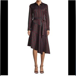 LAFAYETTE 148 STRIPE ASYMMETRICAL SHIRTDRESS